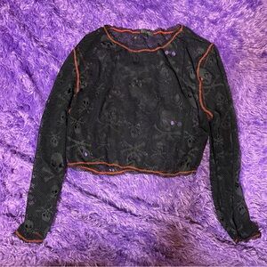 Black Mesh Skull Top
